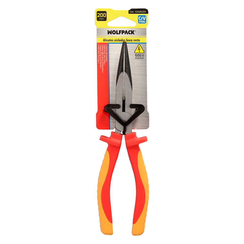 Straight-nose pliers 200 mm insulated handles chrome vanadium steel wire strippers, cable cutters, wire strippers