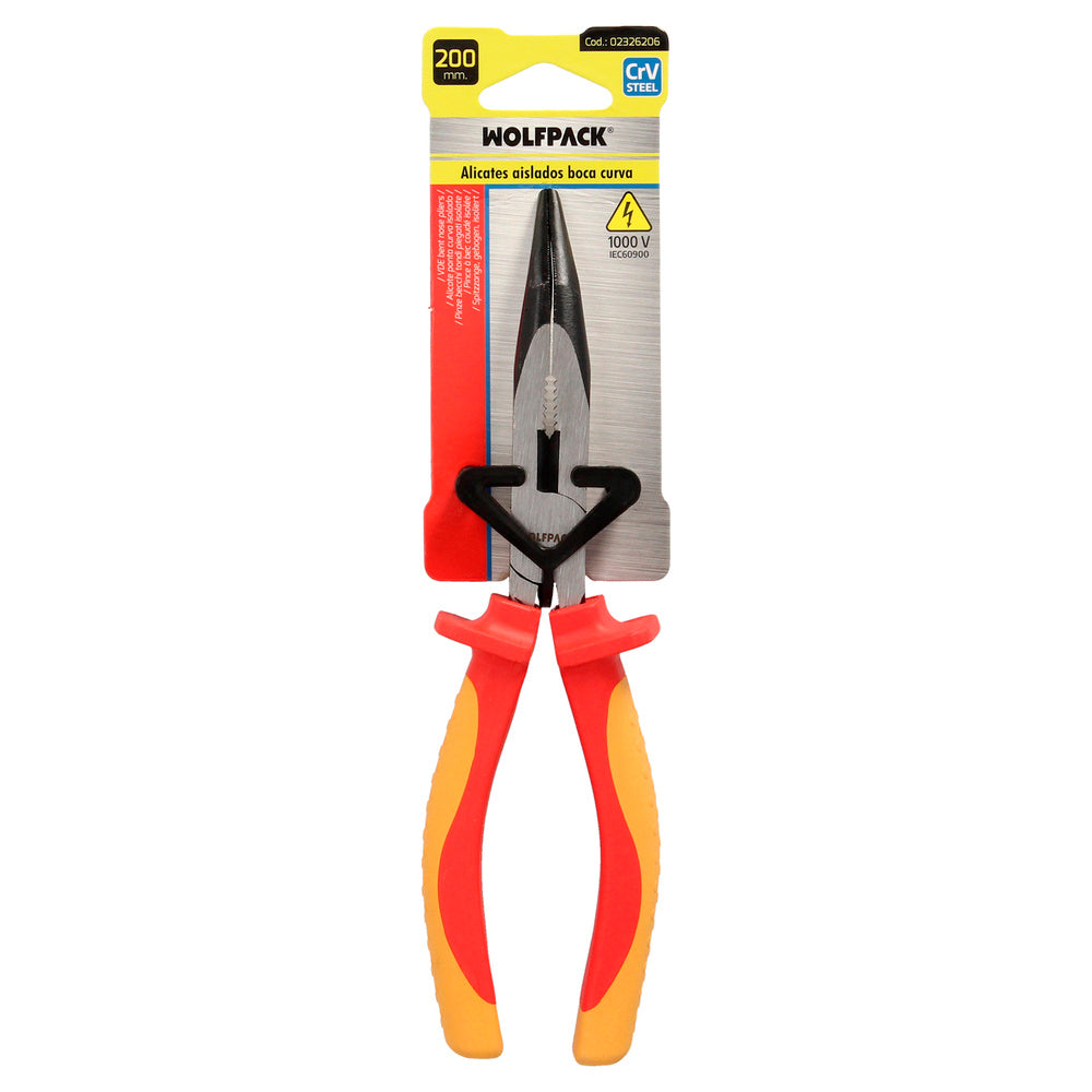 Curved jaw pliers 200 mm insulated handles chrome vanadium steel wire strippers, cable cutters, cable strippers
