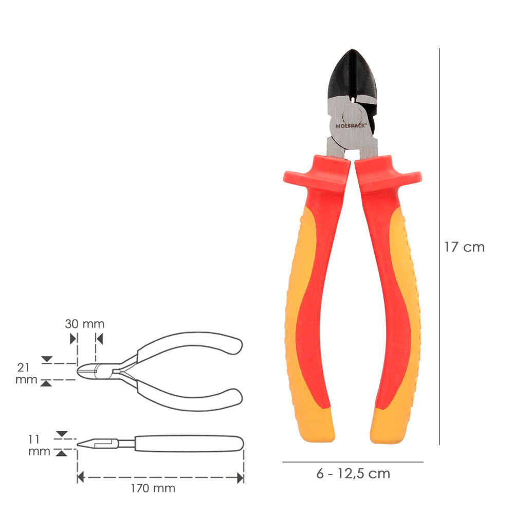 Diagonal cutting pliers 150 mm insulated handles chrome vanadium steel wire strippers, cable cutters, wire strippers
