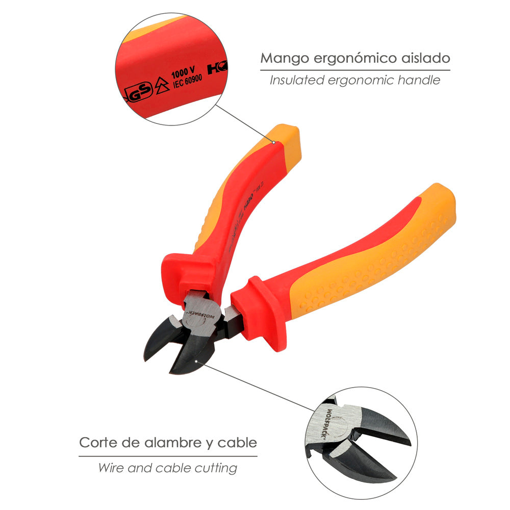 Diagonal cutting pliers 150 mm insulated handles chrome vanadium steel wire strippers, cable cutters, wire strippers
