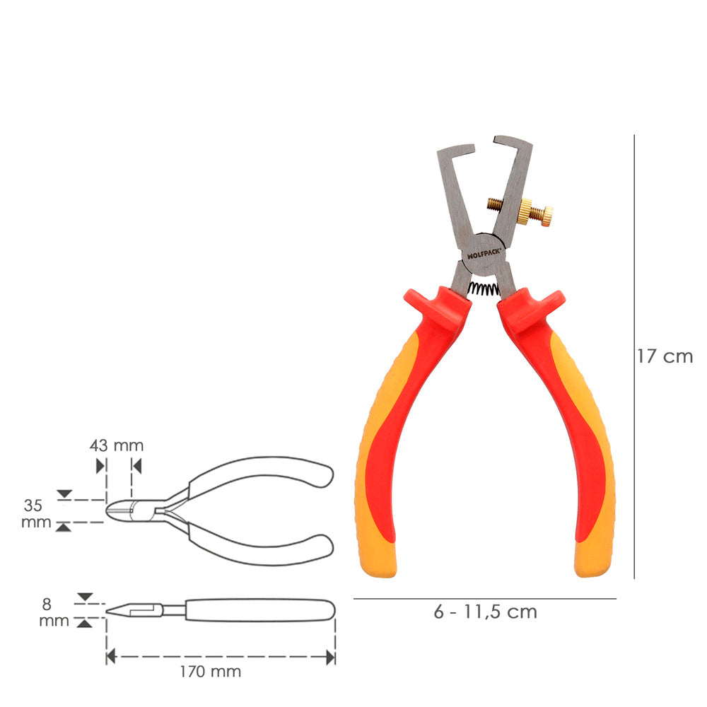 Wire stripping pliers 150 mm insulated handles chrome vanadium steel wire stripper, cable cutter, cable stripper