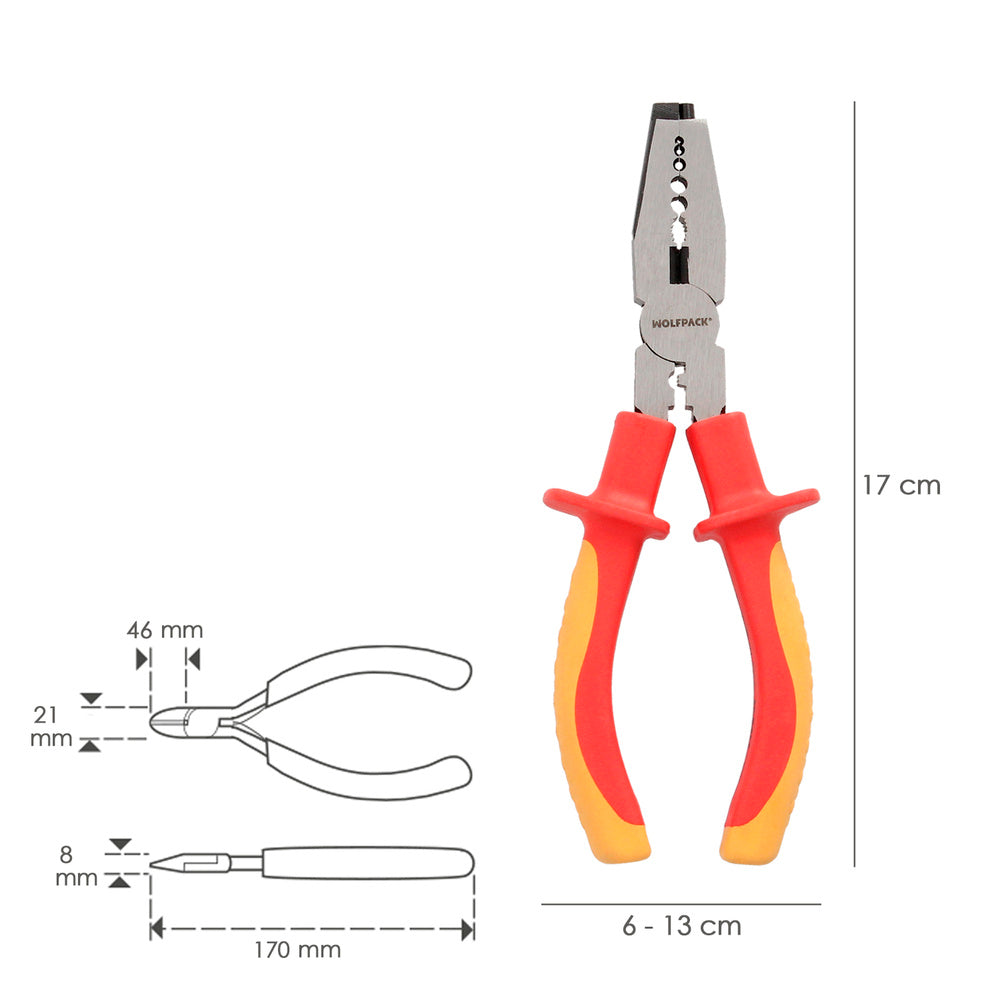 Multi-function wire stripper pliers 150 mm insulated handles chrome vanadium steel wire stripper, cable cutter, cable peeler