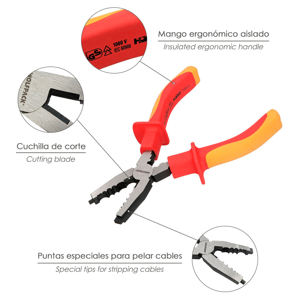 Multi-function wire stripper pliers 150 mm insulated handles chrome vanadium steel wire stripper, cable cutter, cable peeler
