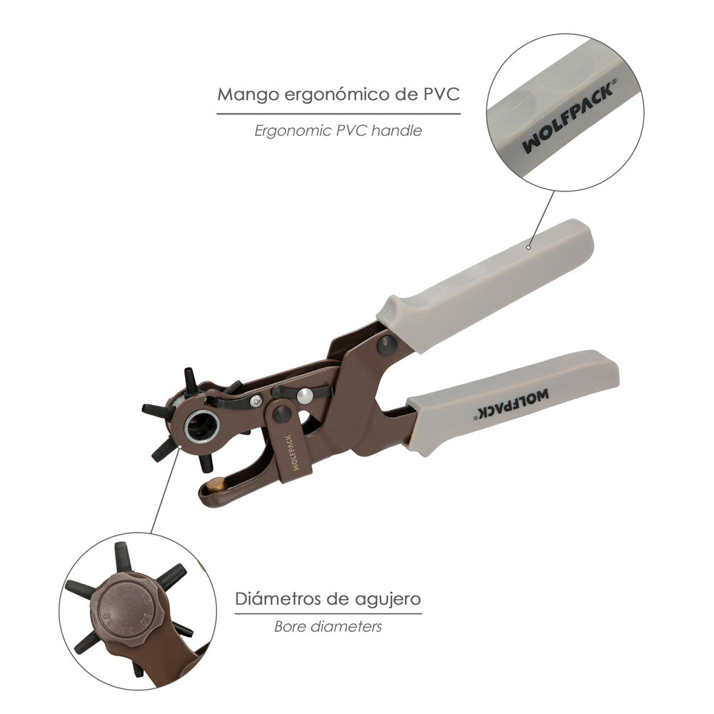 Alicate saca-bocados industrial estrela 225 mm furos de ø 2,0 a 4.5 mm alicates de furos, perfurador de couro, alicate para cintos,