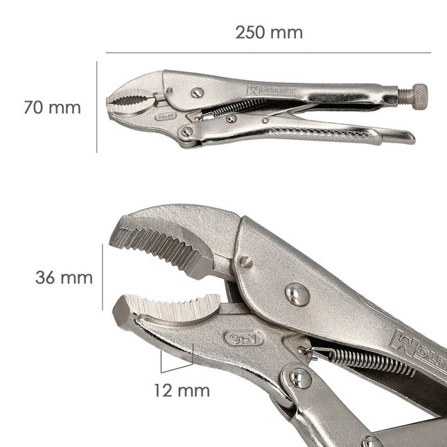 Mordaza wolfpack poligrip curva 25x250 mm