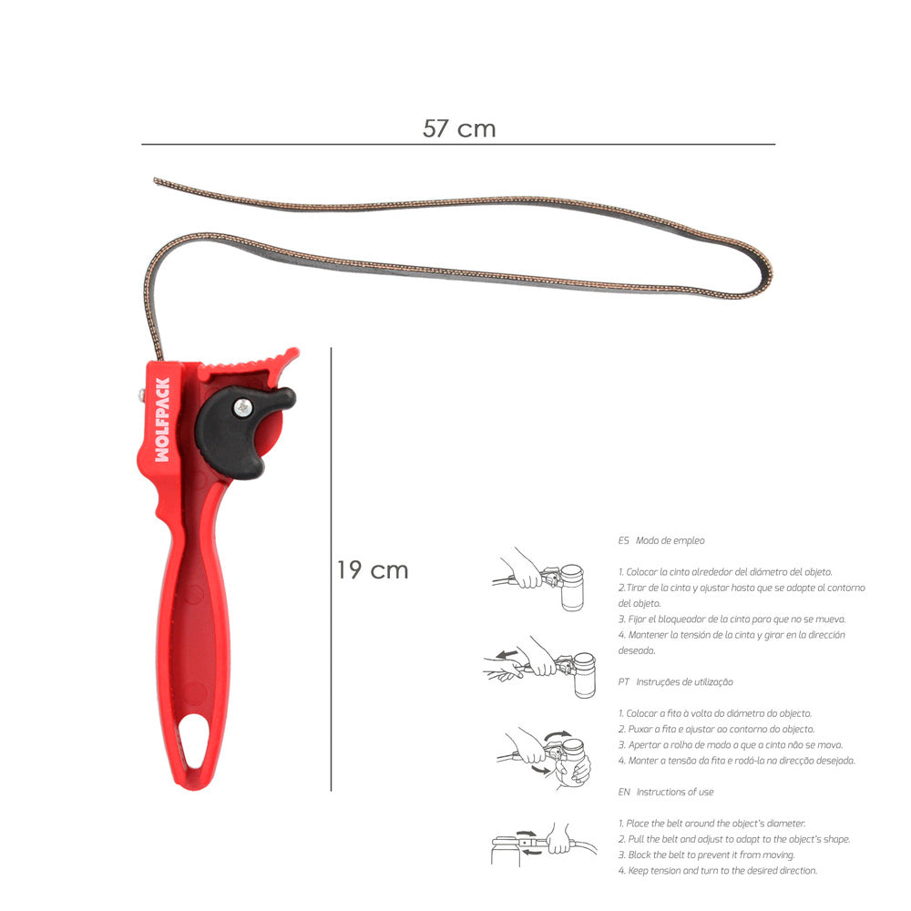Llave cinta abretodo ø 5 a ø 16 cm cinta caucho reforzado. Llave filtros, llave tubos, llave tuberías, llave tapas,