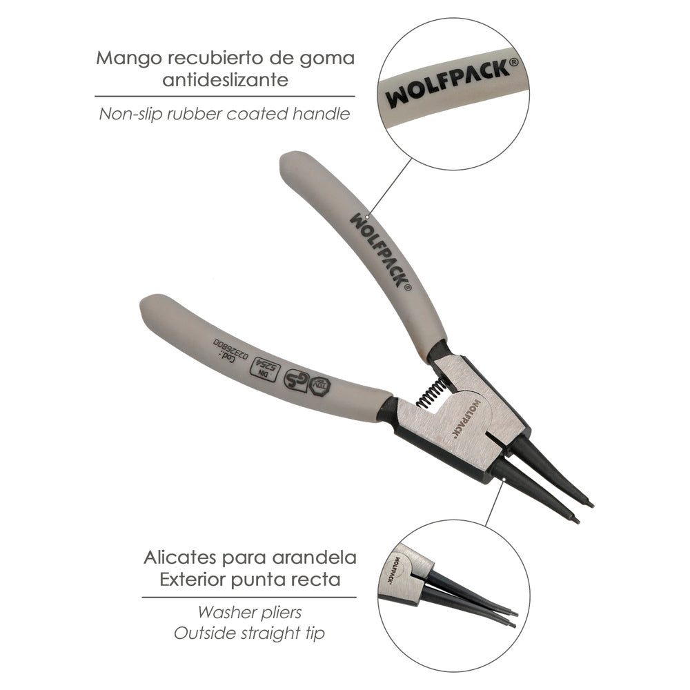 External straight circlip pliers 125 mm steel DIN 5254. Pressure rings, retaining rings, circlips