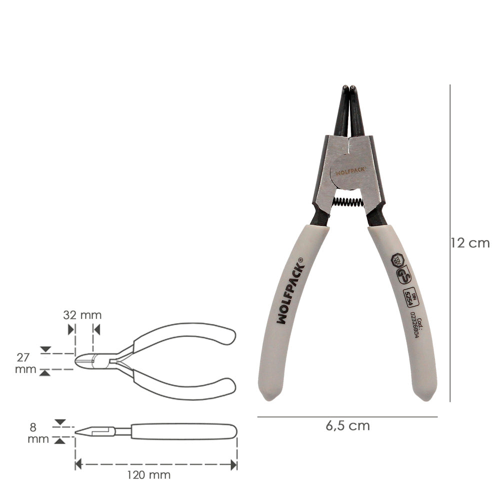 External curved circlip pliers 125 mm steel DIN 5254. Snap rings, retaining rings, circlip washers