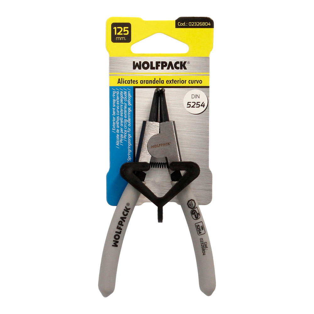 External curved circlip pliers 125 mm steel DIN 5254. Snap rings, retaining rings, circlip washers