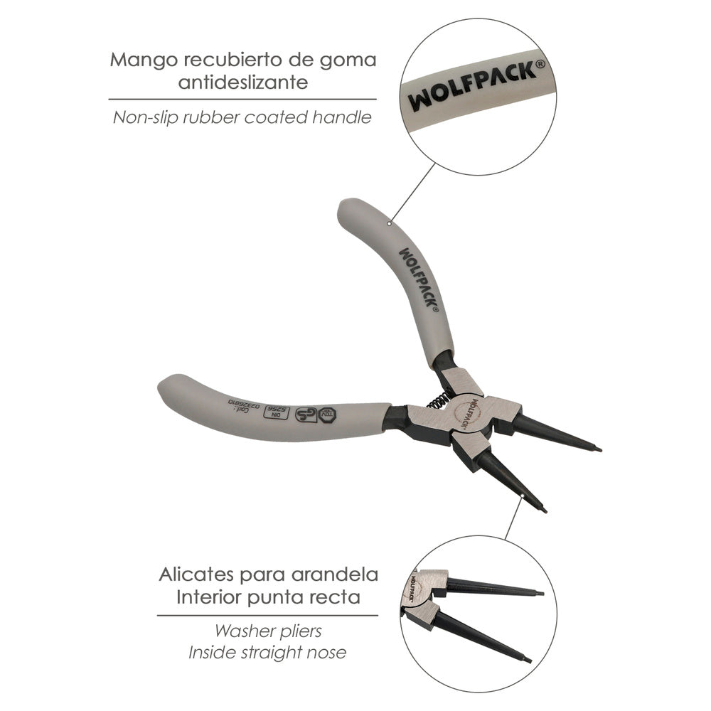 Internal circlip pliers straight 125 mm steel DIN 5256. Snap rings, retaining rings, circlips