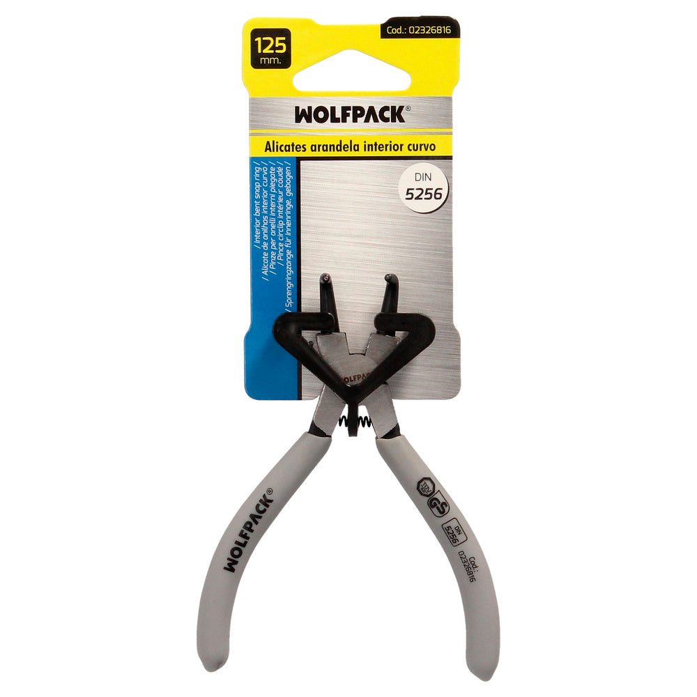 Alicate anéis internos curvo 125 mm aço DIN 5254. Anéis de pressão, anéis de retenção, anilhas circlips