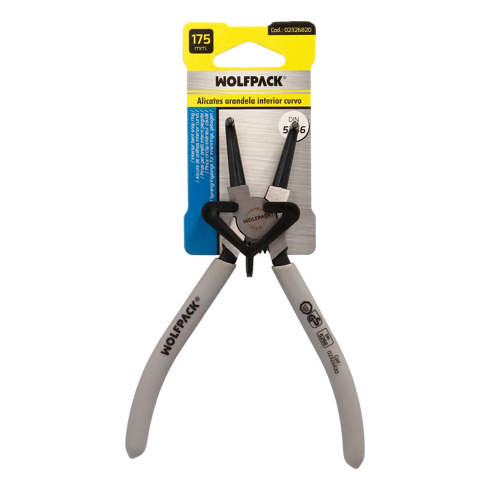 Internal circlip pliers bent 175 mm steel DIN 5256. Snap rings, retaining rings, circlips