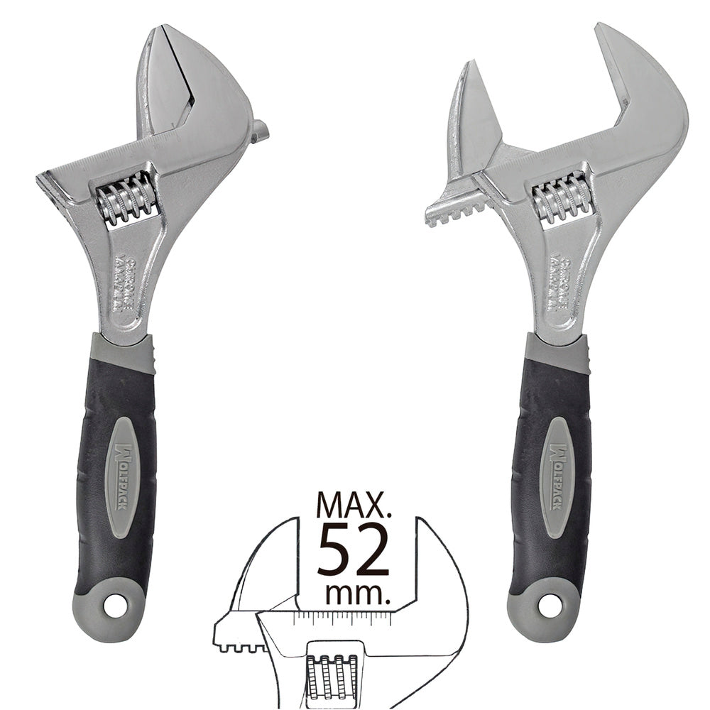 Adjustable wrench wide jaw 52 mm 10"