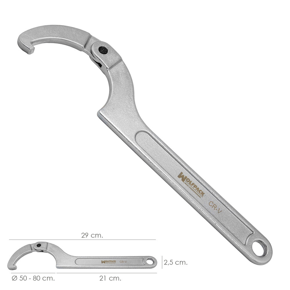 Hook wrench for pipes ø 50 to 80 mm