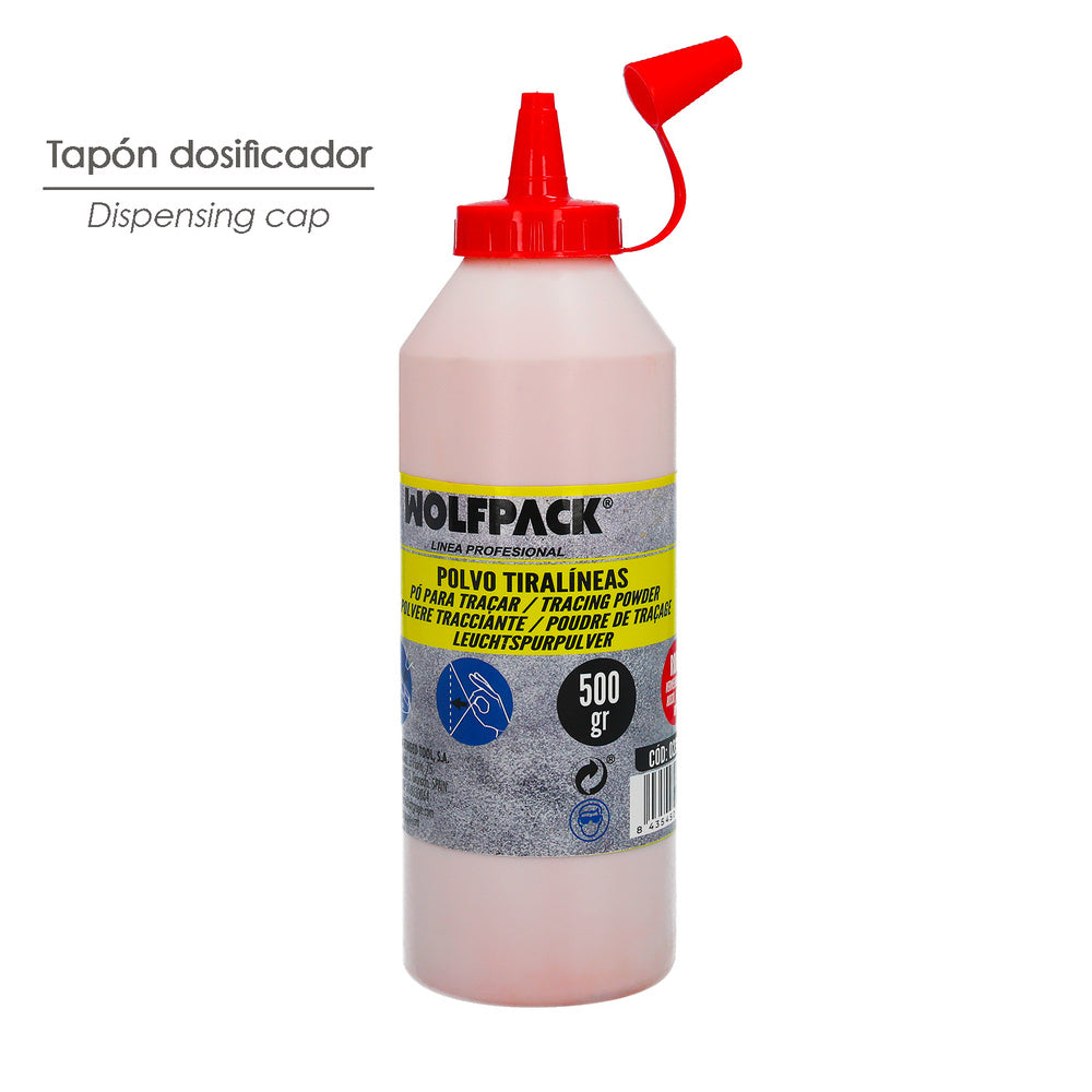 Red chalk line powder, 500 gram bottle