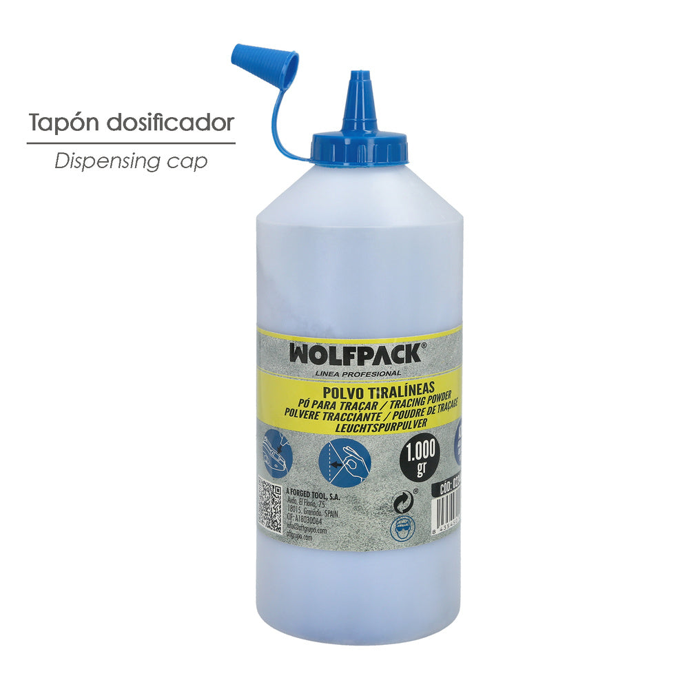 Blue chalk line powder 1,000 gram container entry
