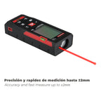 50m Laser Meter 10 functions operates with 2 AAA batteries (not included)