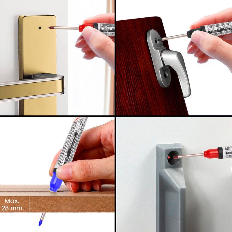 Rotulador marcador punta larga negro, marcador agujeros profundos, marcador zonas dificil acceso, trazador, rotulador obras,