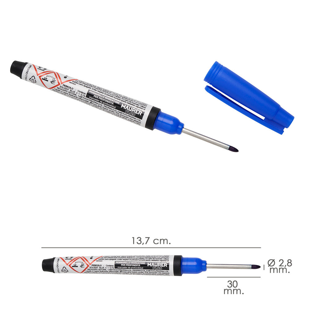 Long-tip blue marker, deep hole marker, hard-to-reach areas marker, layout marker, construction marker,