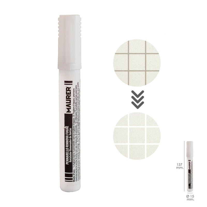 Marcador / rotulador blanqueador para juntas color blanco