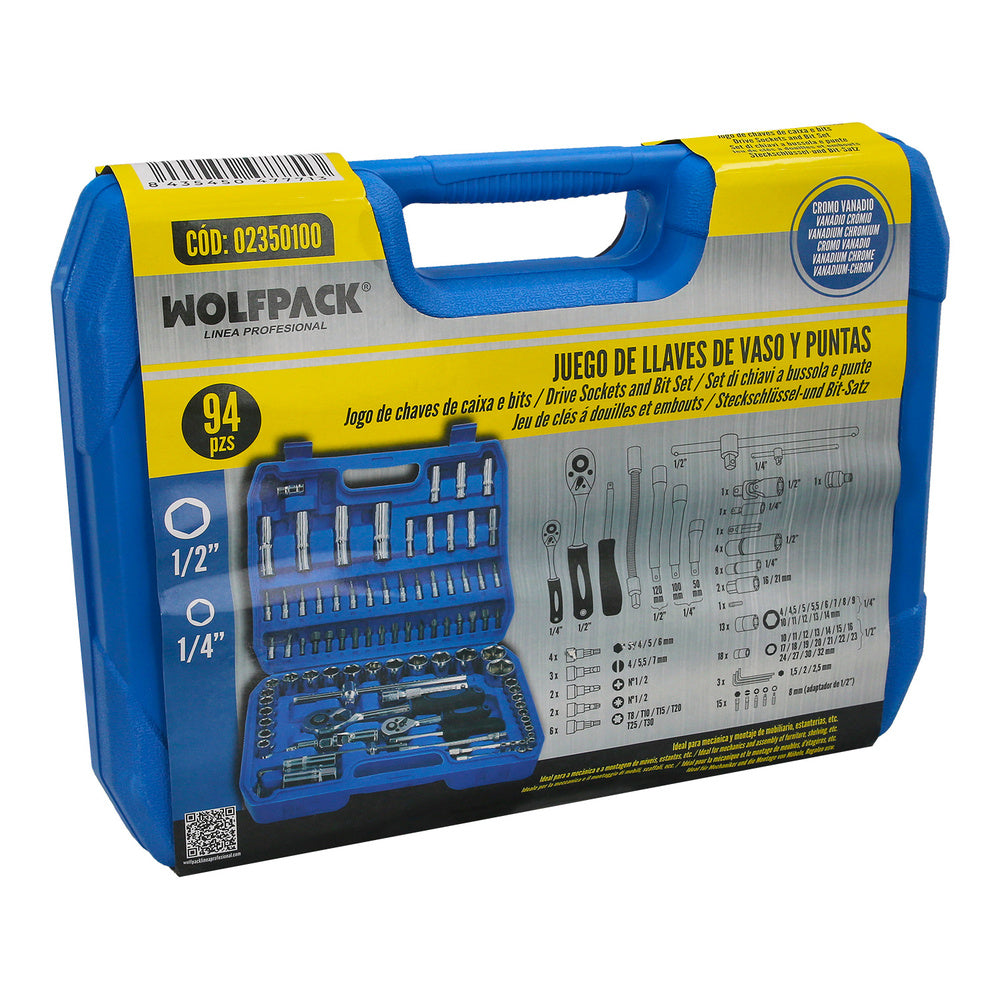94-piece CRV socket and bit set 1/2" - 1/4"