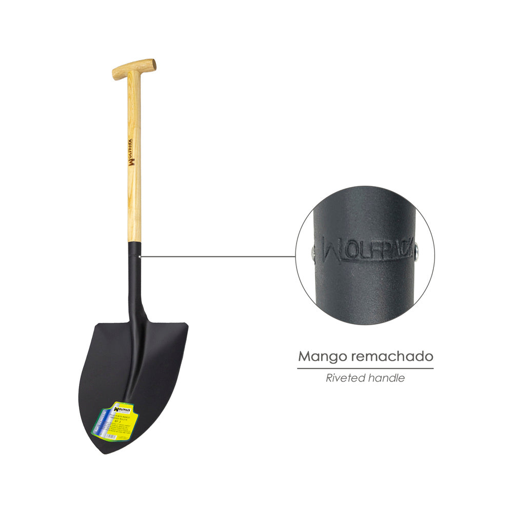 Shovel, wood handle, crutch tip, 502/3