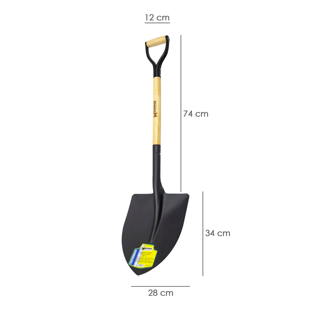Shovel, wooden handle, pointed, 502/3 ring-type handle