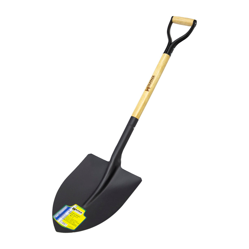 Shovel, wooden handle, pointed, 502/3 ring-type handle