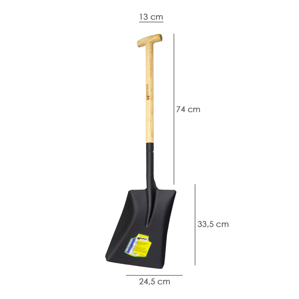 Shovel with square wooden handle and crutch grip 509/3
