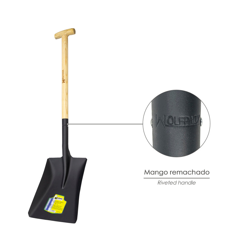 Shovel with square wooden handle and crutch grip 509/3