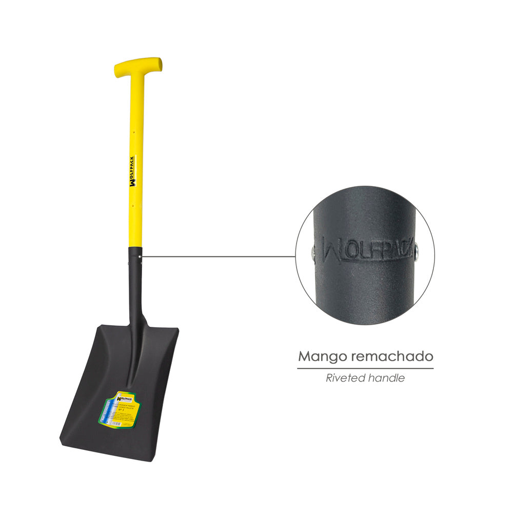 Square fiberglass handle shovel with #3 crutch handle