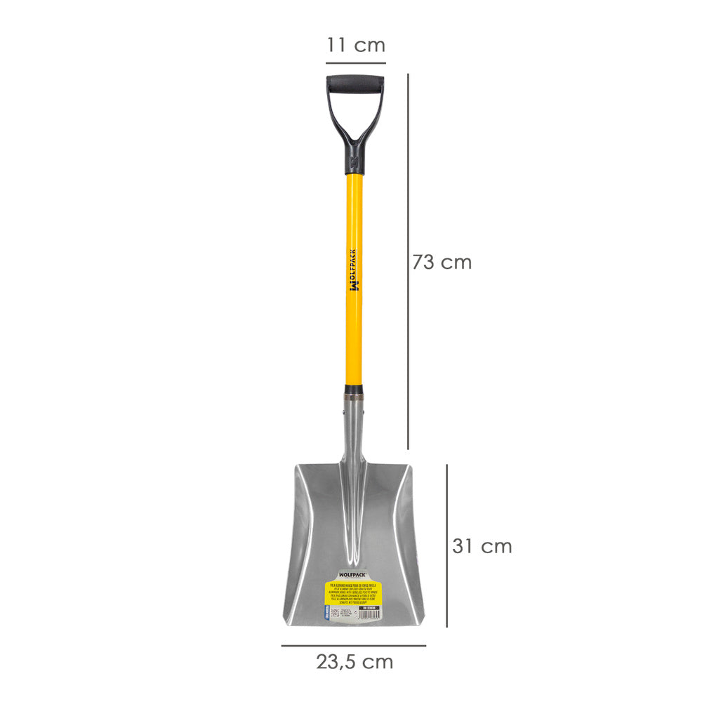Snow shovel, aluminum with fiberglass handle and ring