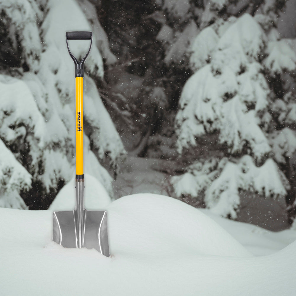 Snow shovel, aluminum with fiberglass handle and ring