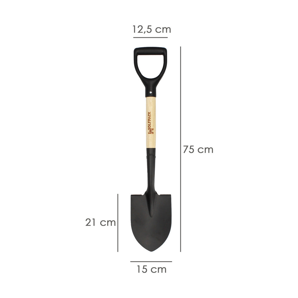 Small wooden-handle trowel, ring handle, 75 cm minitrowel, gardening trowel, transplanting, camping, mountaineering