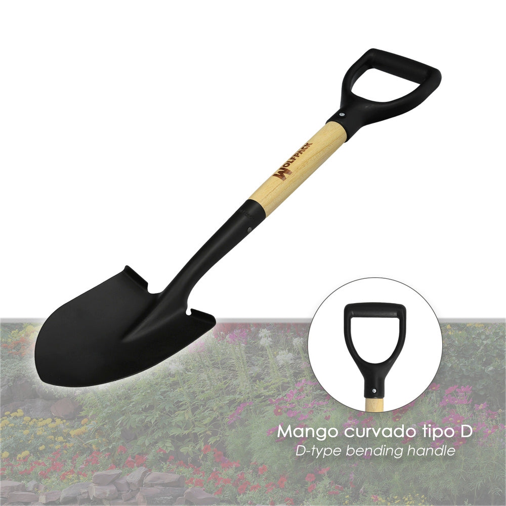 Small wooden-handle trowel, ring handle, 75 cm minitrowel, gardening trowel, transplanting, camping, mountaineering