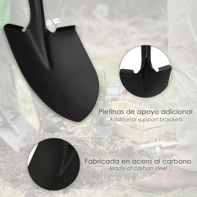 Pala pequeña mango madera punta mango anilla 75 cm. minipala, pala jardineria,transplantes, camping, montañismo, acampada