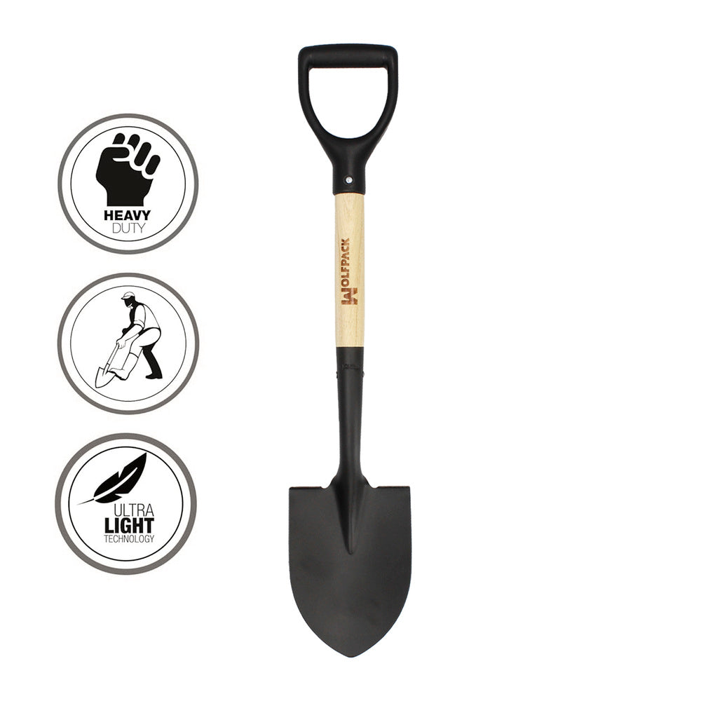 Small wooden-handle trowel, ring handle, 75 cm minitrowel, gardening trowel, transplanting, camping, mountaineering