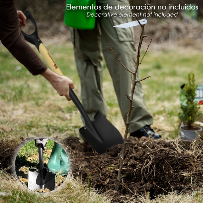 Pala pequeña mango madera punta mango anilla 75 cm. minipala, pala jardineria,transplantes, camping, montañismo, acampada