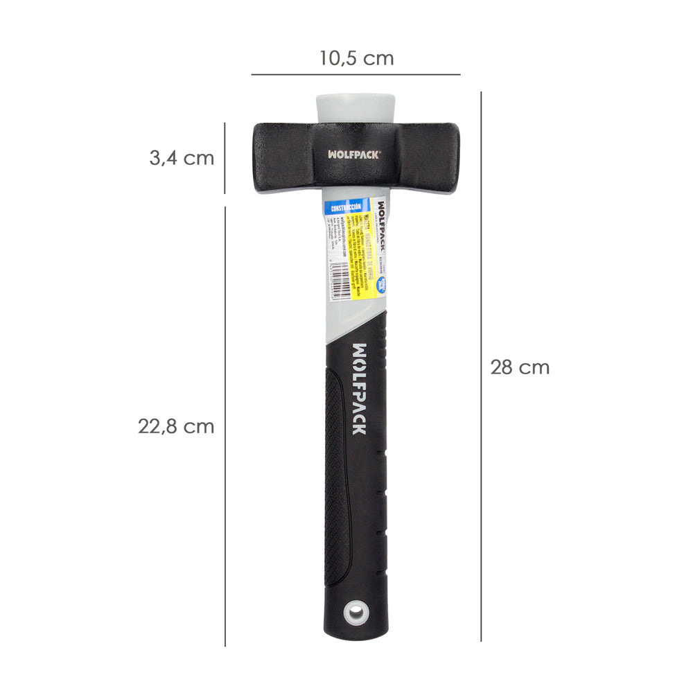 Maceta mango fibra vidrio mango fibra vidrio con empuñadura antideslizante. 800 gramos 28 cm
