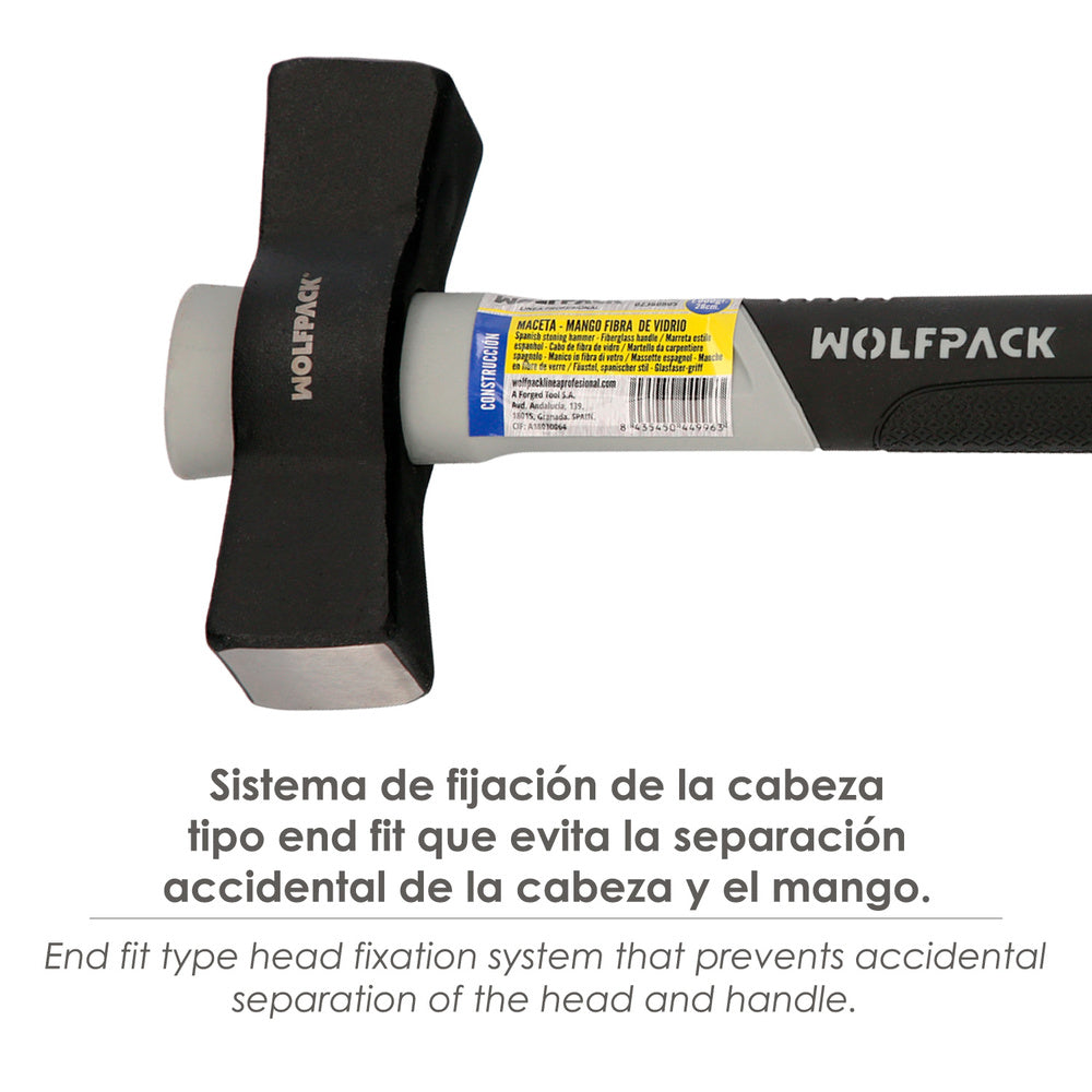 Maceta mango fibra vidrio mango fibra vidrio con empuñadura antideslizante. 1000 gramos 28 cm