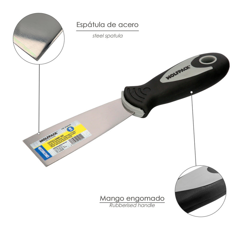 Espatula mango gummy grip hoja 40 mm. espatula yeso, espatula pintor, espatula masillas, espatula pladur, etc