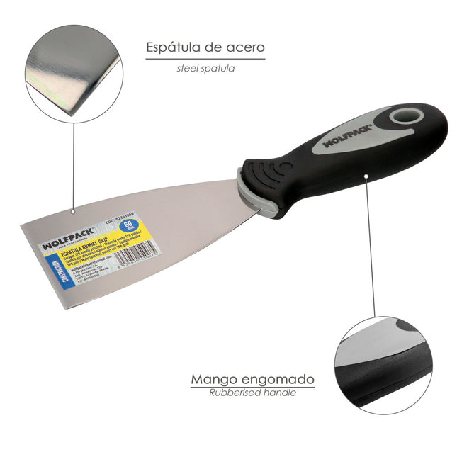 Espatula mango gummy grip hoja 60 mm. espatula yeso, espatula pintor, espatula masillas, espatula pladur, etc