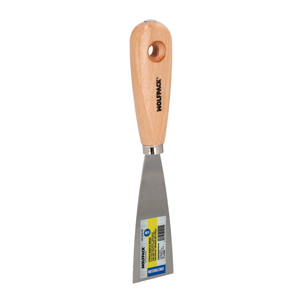 Espátula mango madera hoja acero 40 mm aplicar yeso, pintora, masillas, pladur, etc.