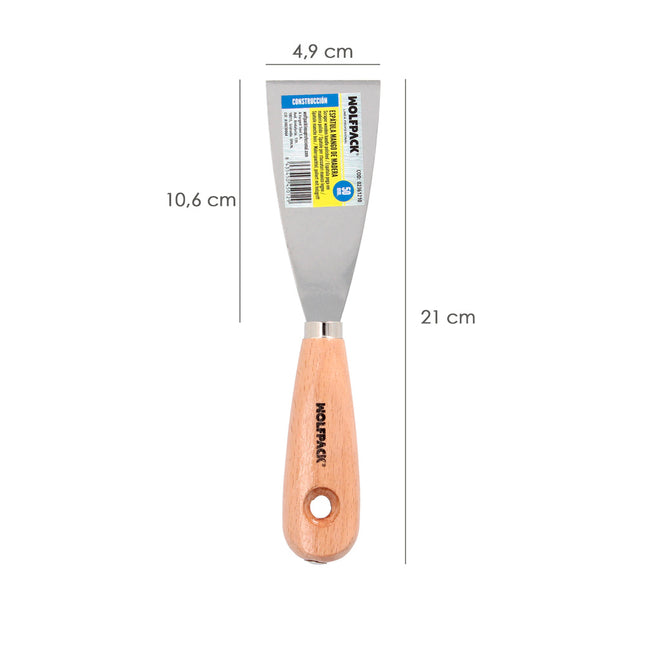 Espatula mango madera hoja acero 50 mm. espatula yeso, espatula pintor, espatula masillas, espatula pladur, etc