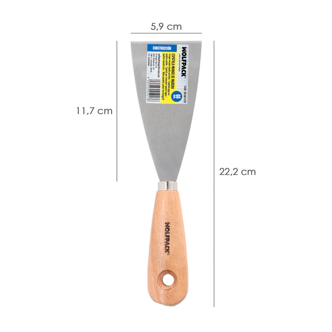 Espatula mango madera hoja acero 60 mm. espatula yeso, espatula pintor, espatula masillas, espatula pladur, etc