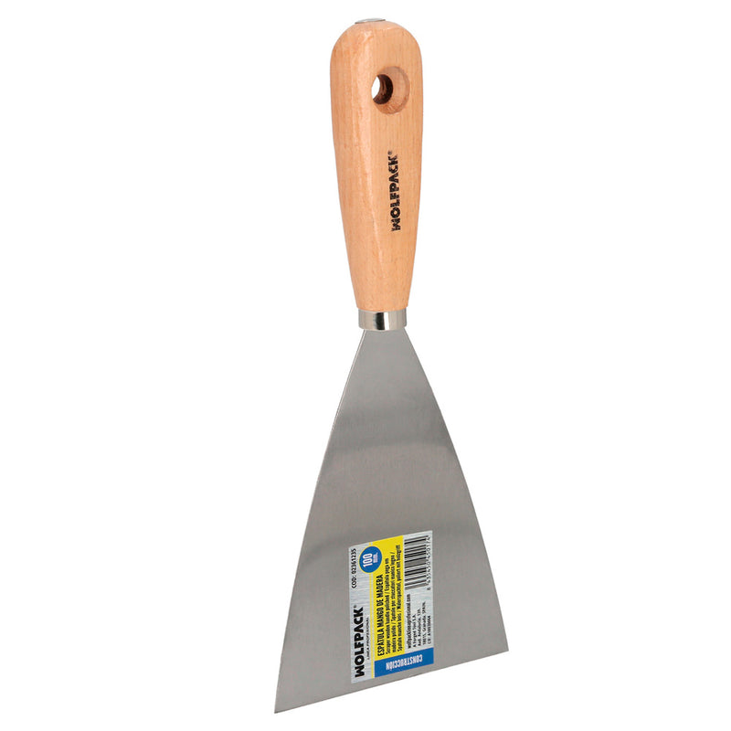 Espatula mango madera hoja acero 100 mm. espatula yeso, espatula pintor, espatula masillas, espatula pladur, etc