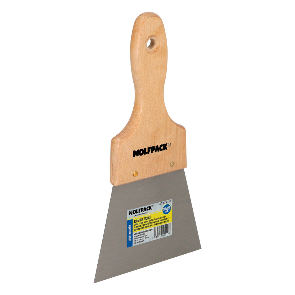 Espátula techos mango madera hoja acero 90 x 120 mm aplicar yeso, pintora, masillas, pladur, etc.