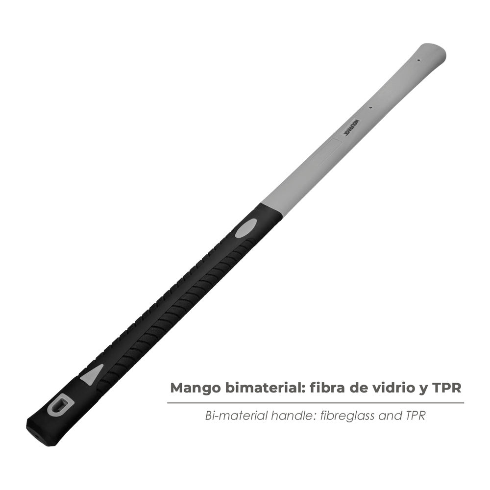 Mango de fibra vidrio para mazas con agujero 53x33 mm 90 cm longitud. Oval conico