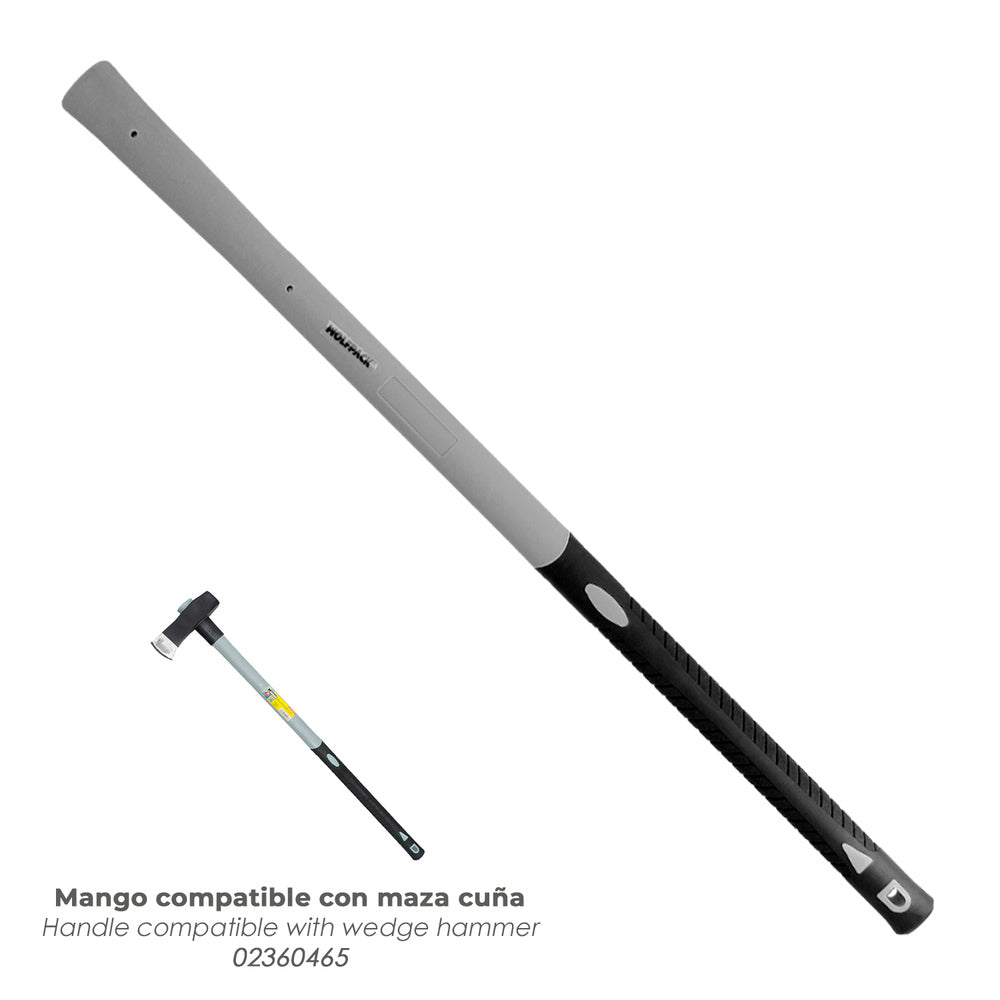 Mango de fibra vidrio para mazas con agujero 53x33 mm 90 cm longitud. Oval conico