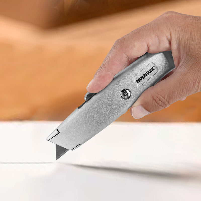 Cutter hoja trapezoidal retráctil acero sk5